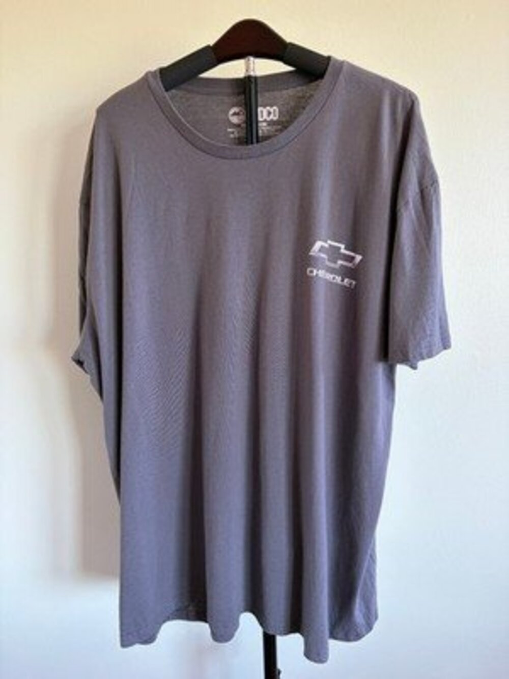 JEDCo Chevrolet bowtie logo graphic T-shirt Mens Gray Crew Neck Short Size 3XL